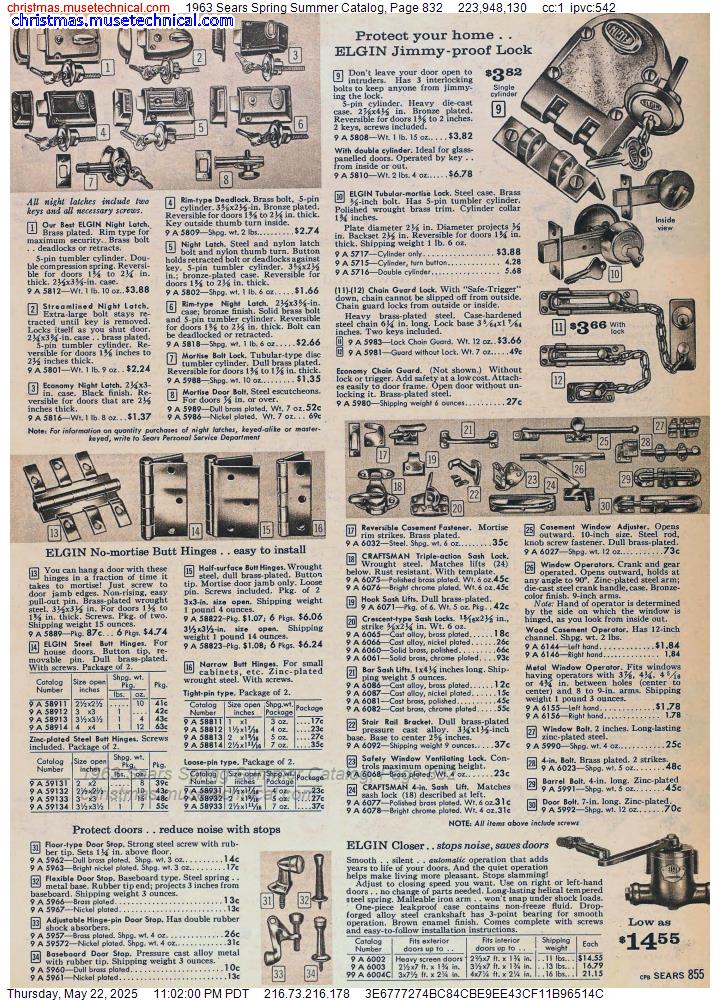 1963 Sears Spring Summer Catalog, Page 832