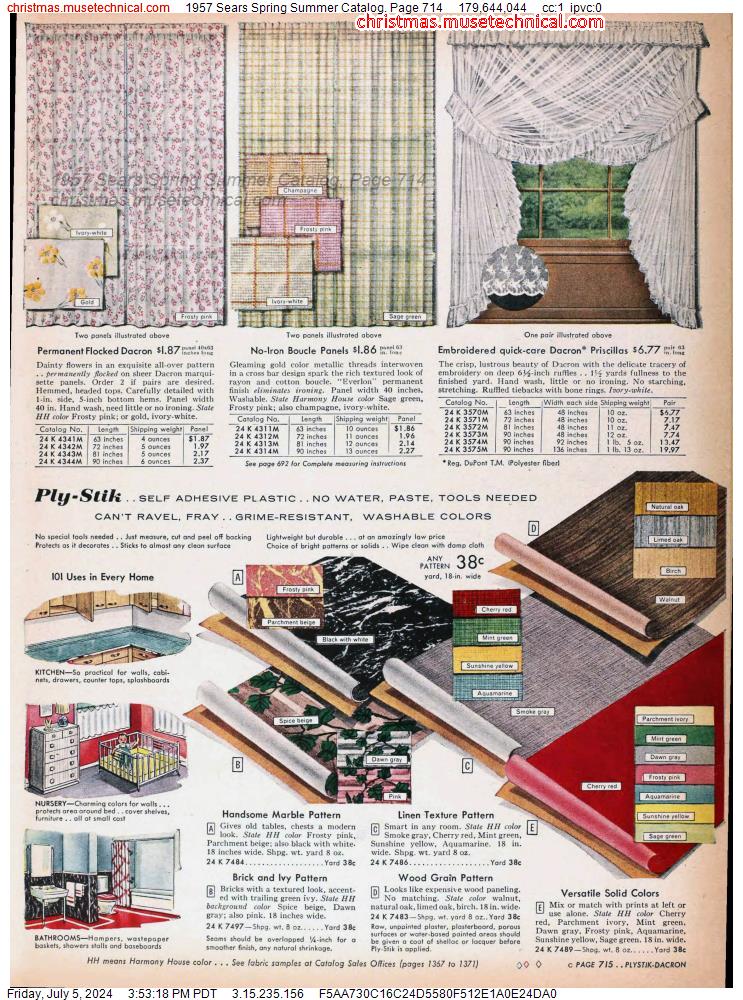1957 Sears Spring Summer Catalog, Page 714