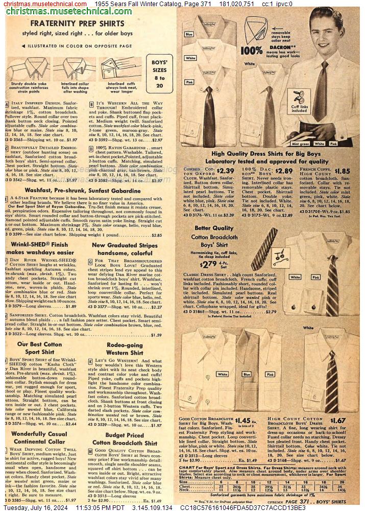 1955 Sears Fall Winter Catalog, Page 371
