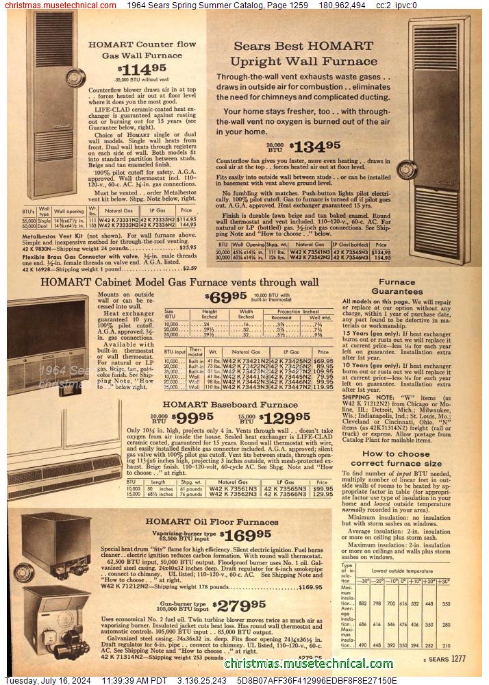 1964 Sears Spring Summer Catalog, Page 1259