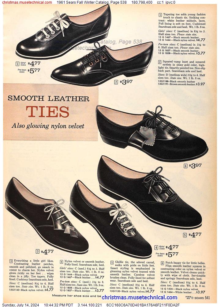 1961 Sears Fall Winter Catalog, Page 538