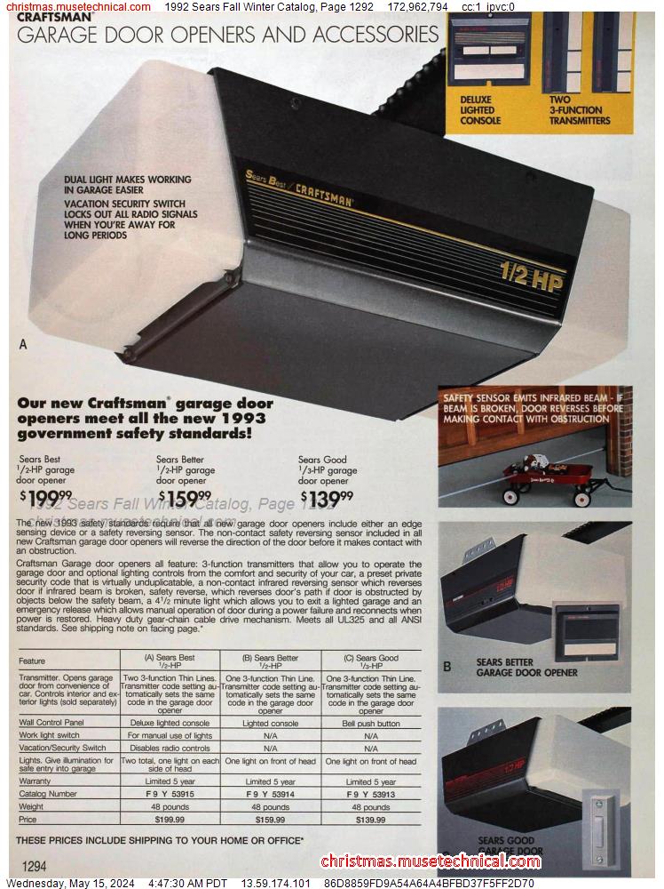 1992 Sears Fall Winter Catalog, Page 1292