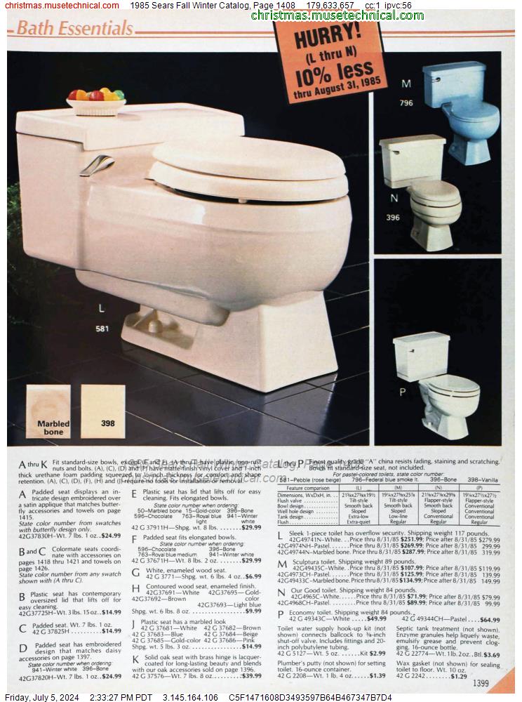 1985 Sears Fall Winter Catalog, Page 1408