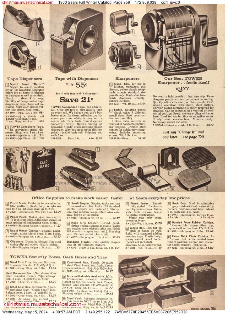 1960 Sears Fall Winter Catalog, Page 859
