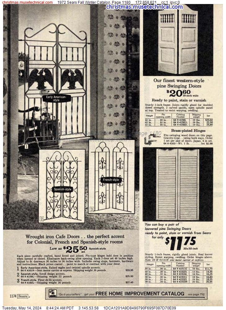 1972 Sears Fall Winter Catalog, Page 1180