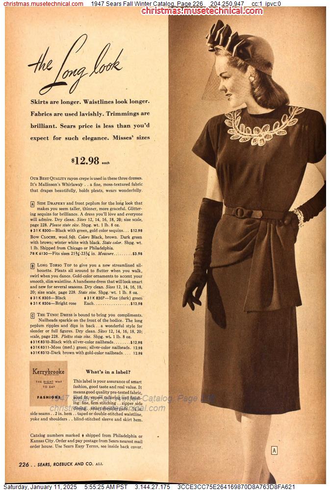 1947 Sears Fall Winter Catalog, Page 226