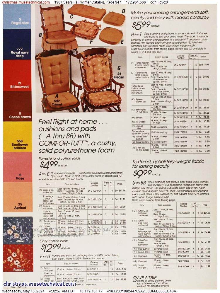 1987 Sears Fall Winter Catalog, Page 947