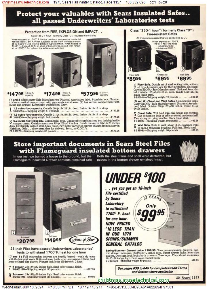 1975 Sears Fall Winter Catalog, Page 1157