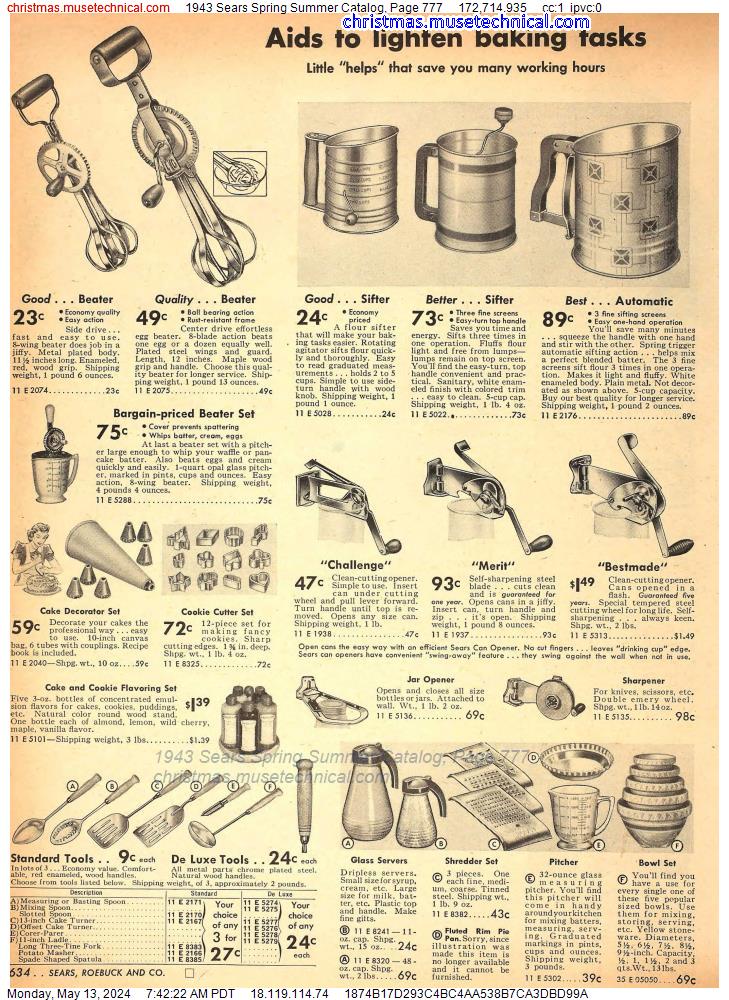 1943 Sears Spring Summer Catalog, Page 777