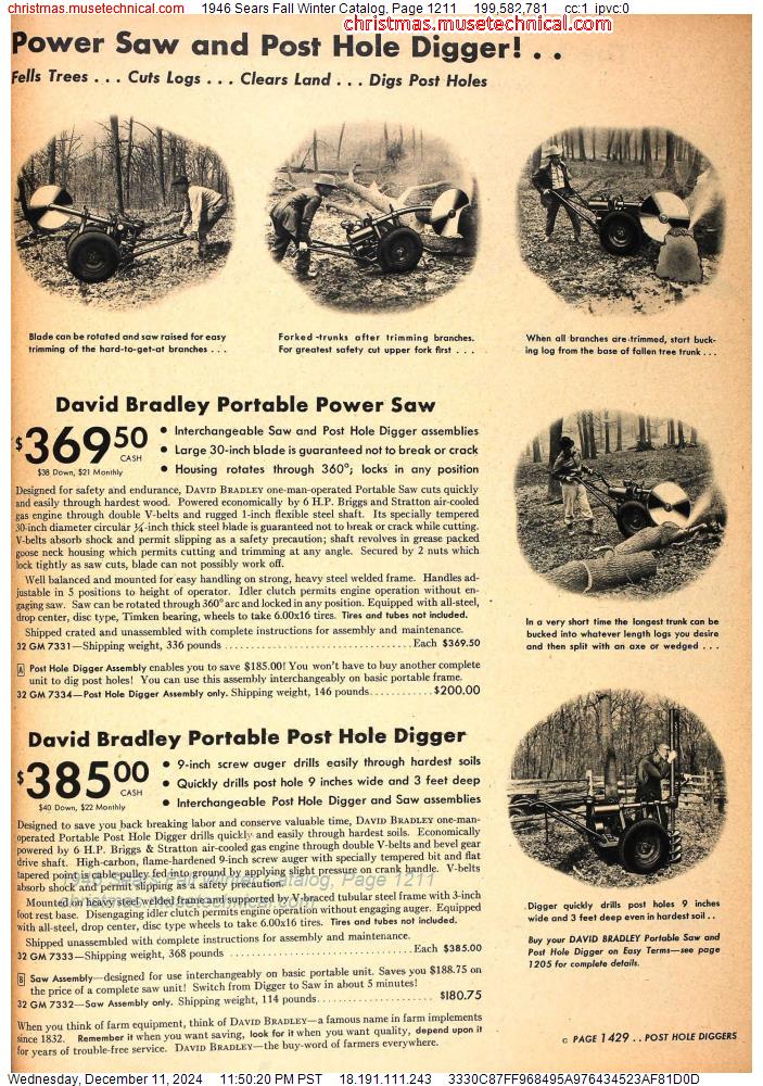 1946 Sears Fall Winter Catalog, Page 1211