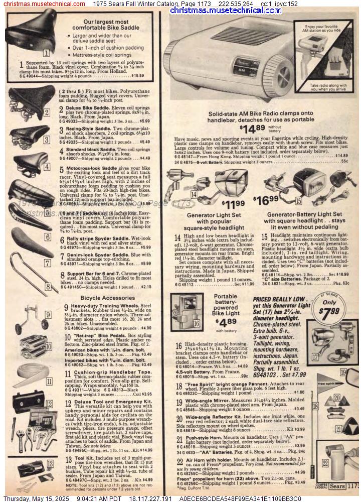 1975 Sears Fall Winter Catalog, Page 1173