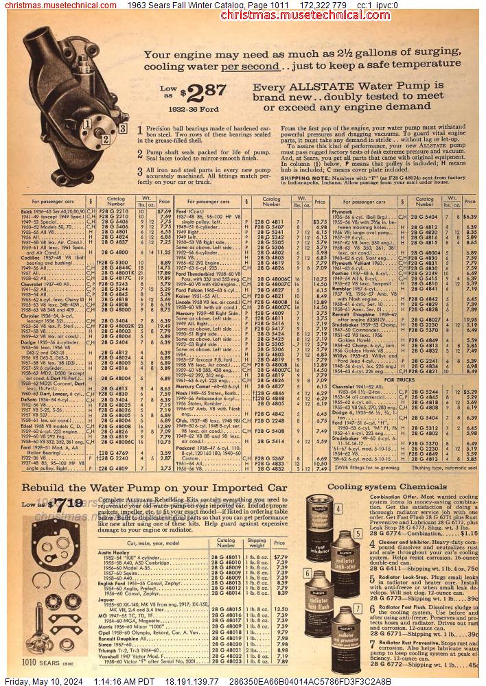 1963 Sears Fall Winter Catalog, Page 1011