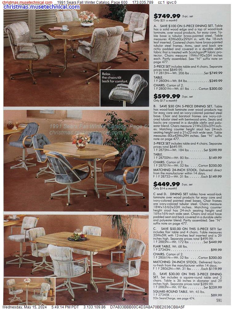 1991 Sears Fall Winter Catalog, Page 600