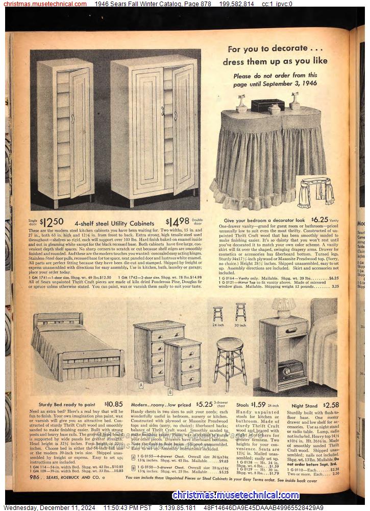 1946 Sears Fall Winter Catalog, Page 878