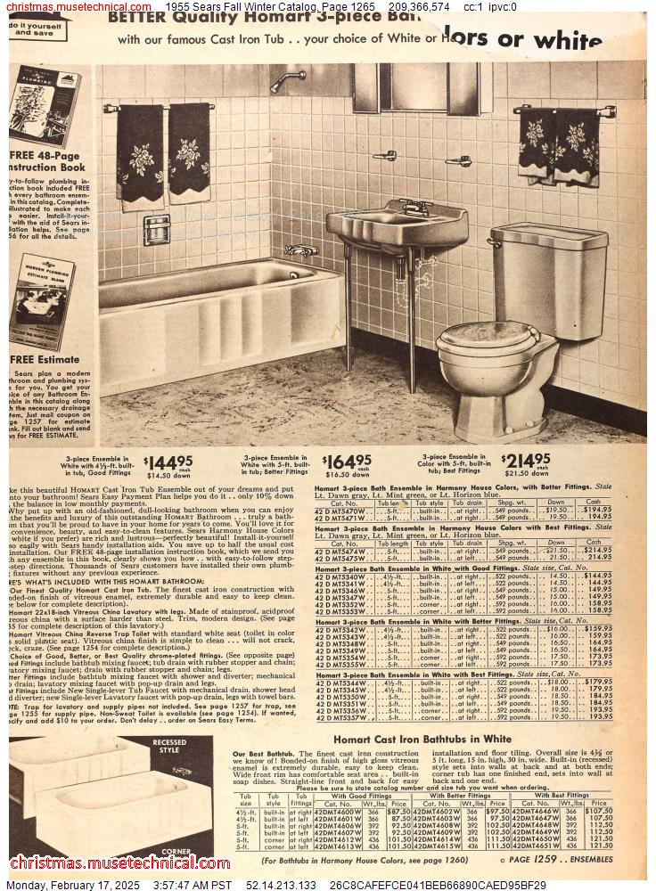 1955 Sears Fall Winter Catalog, Page 1265