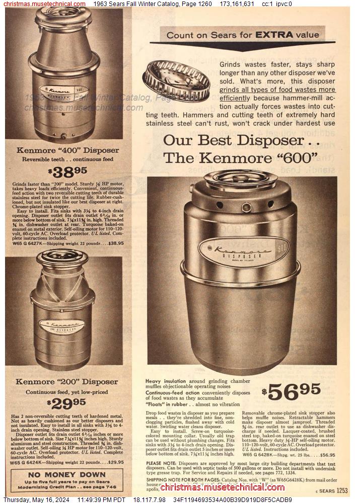 1963 Sears Fall Winter Catalog, Page 1260
