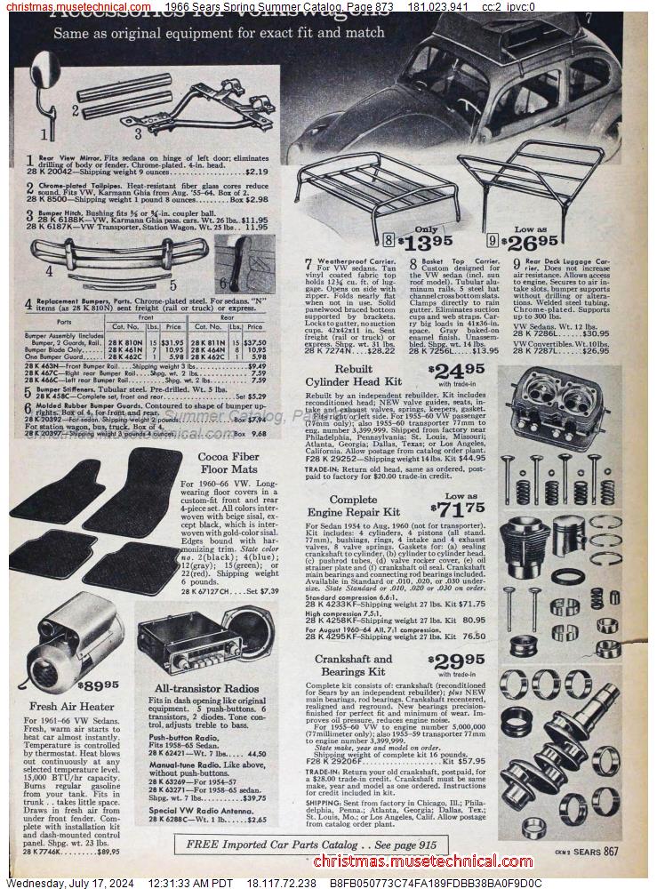 1966 Sears Spring Summer Catalog, Page 873