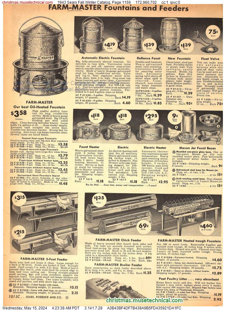 1943 Sears Fall Winter Catalog, Page 1159