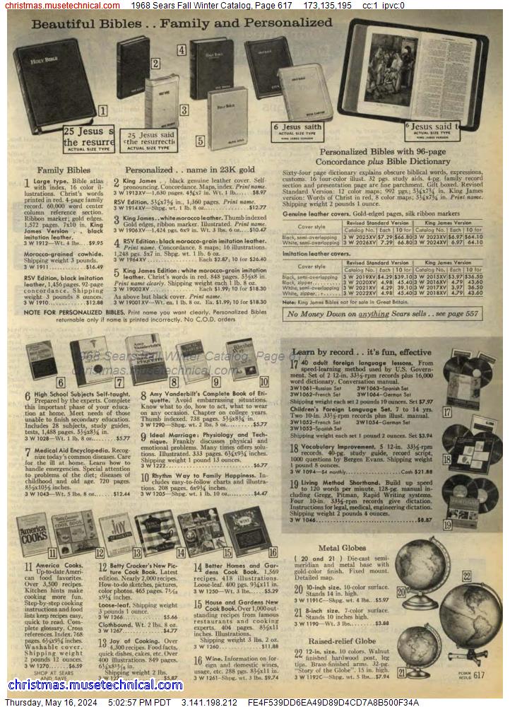 1968 Sears Fall Winter Catalog, Page 617