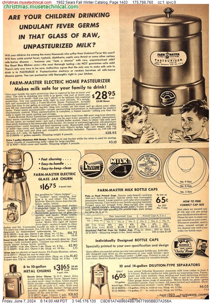 1952 Sears Fall Winter Catalog, Page 1403