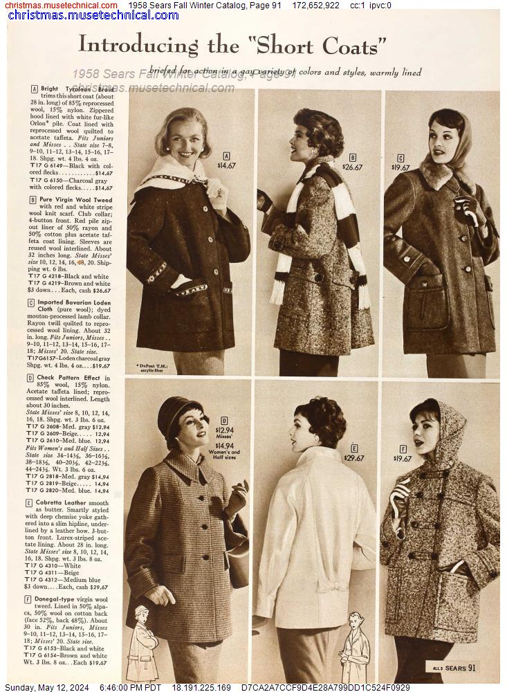 1958 Sears Fall Winter Catalog, Page 91