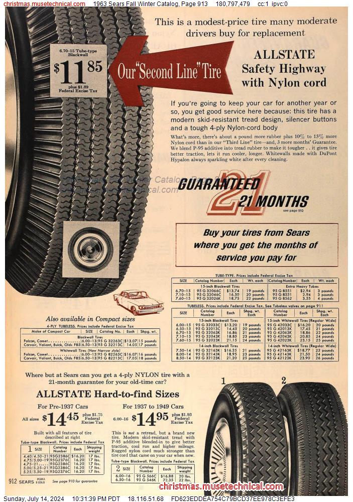 1963 Sears Fall Winter Catalog, Page 913