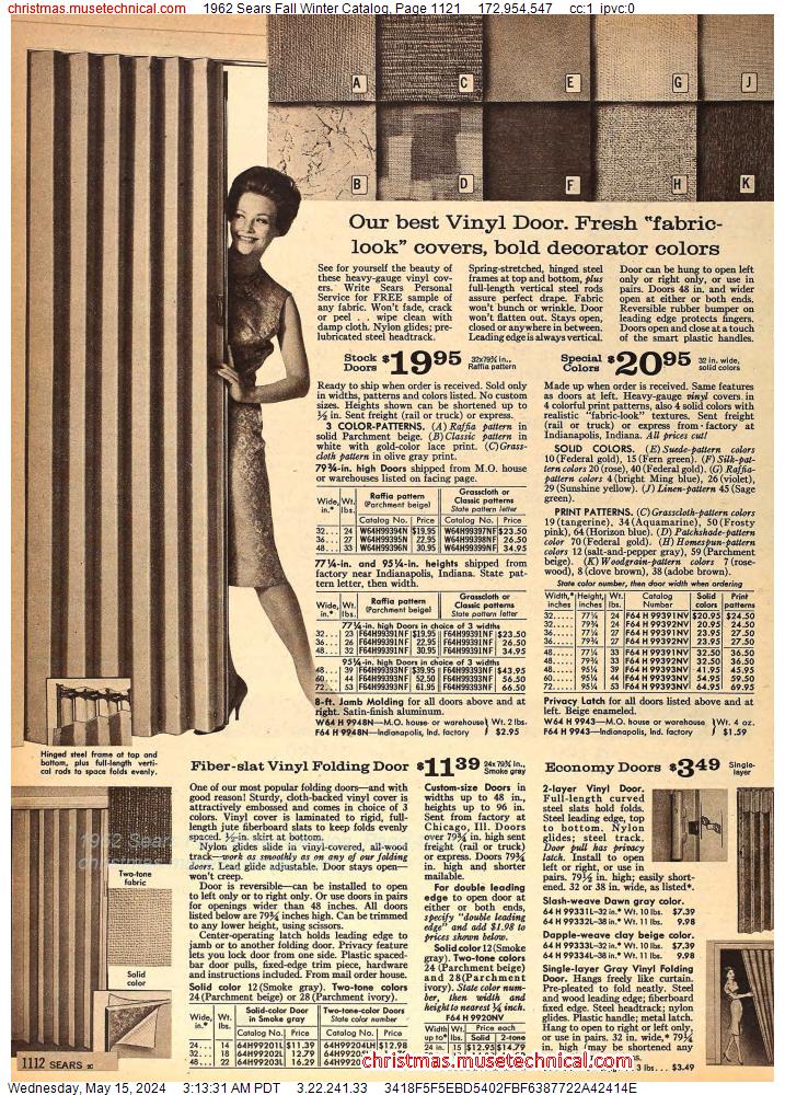 1962 Sears Fall Winter Catalog, Page 1121