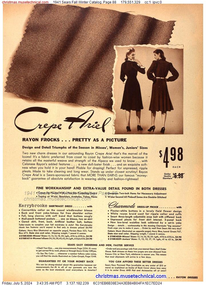 1941 Sears Fall Winter Catalog, Page 88