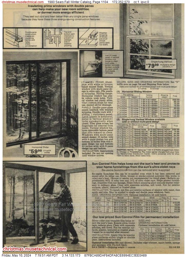 1980 Sears Fall Winter Catalog, Page 1104