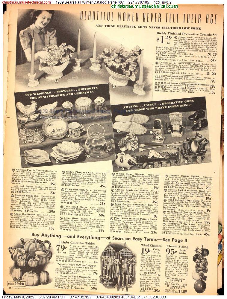 1939 Sears Fall Winter Catalog, Page 607