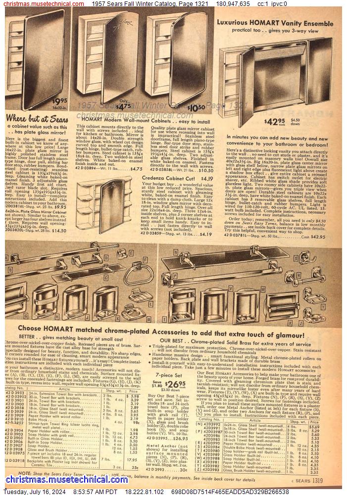 1957 Sears Fall Winter Catalog, Page 1321