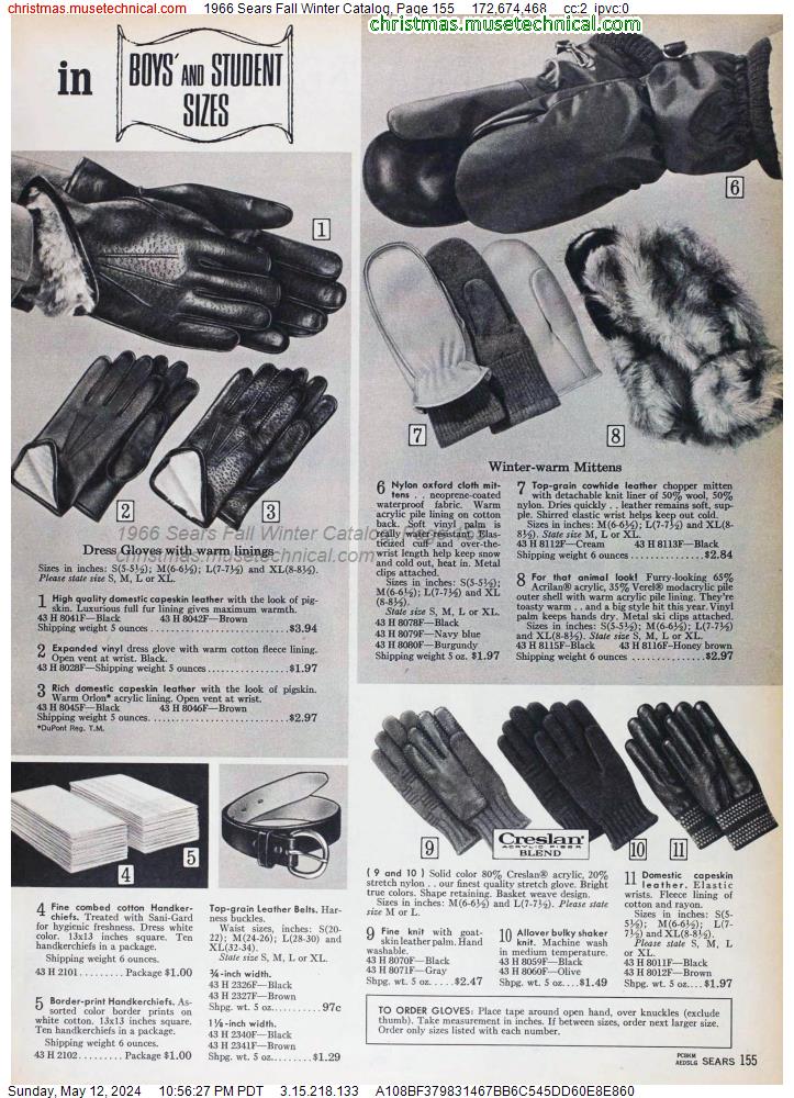 1966 Sears Fall Winter Catalog, Page 155