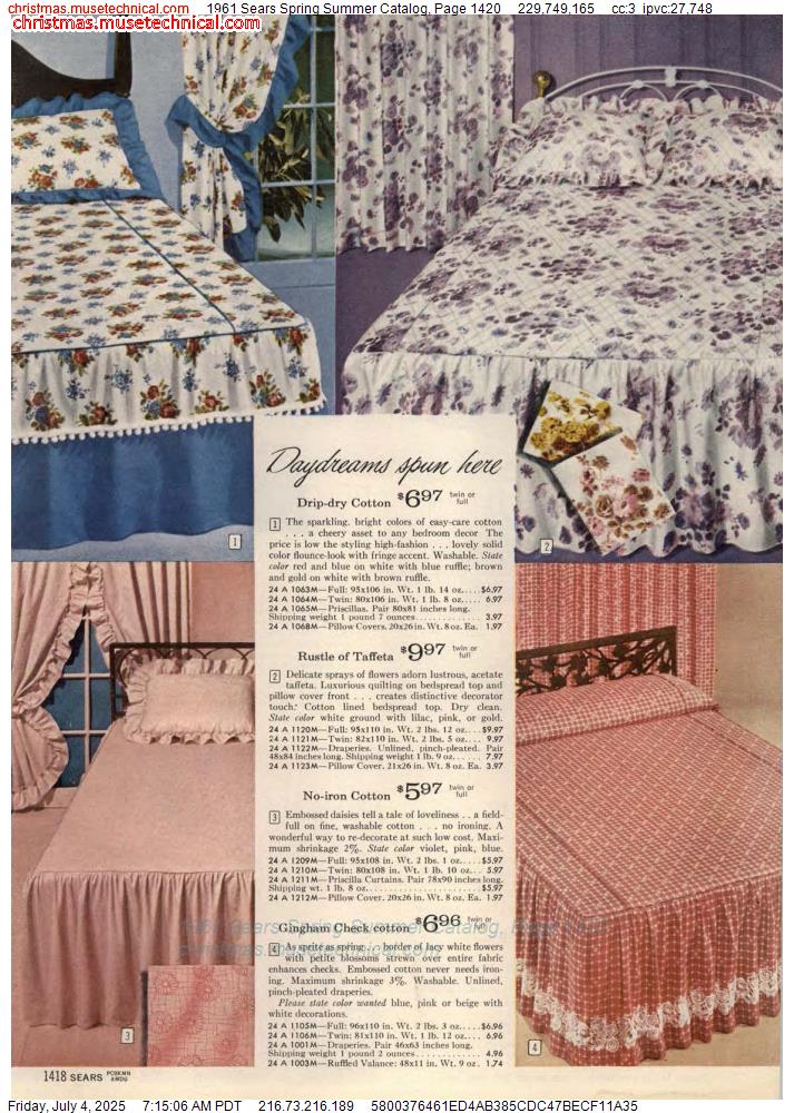 1961 Sears Spring Summer Catalog, Page 1420