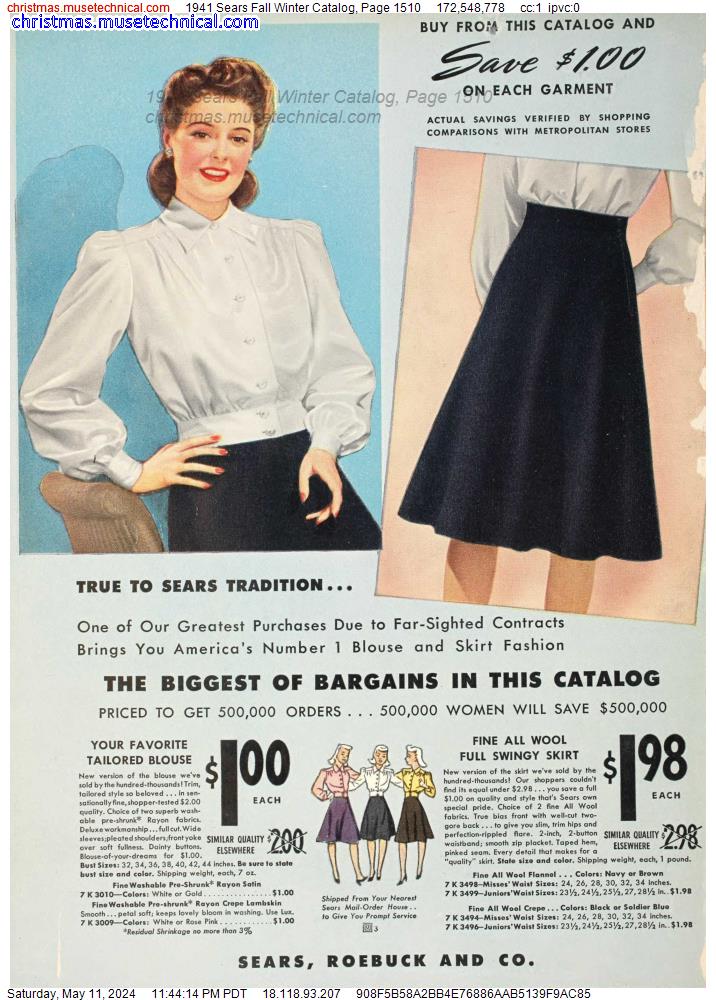1941 Sears Fall Winter Catalog, Page 1510