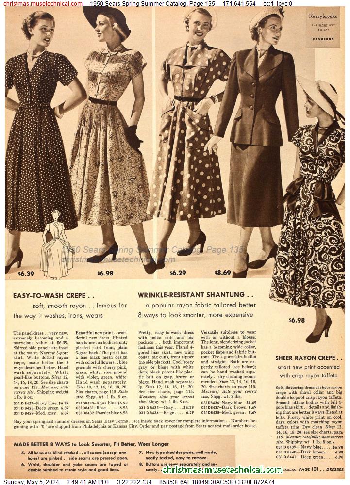 1950 Sears Spring Summer Catalog, Page 135