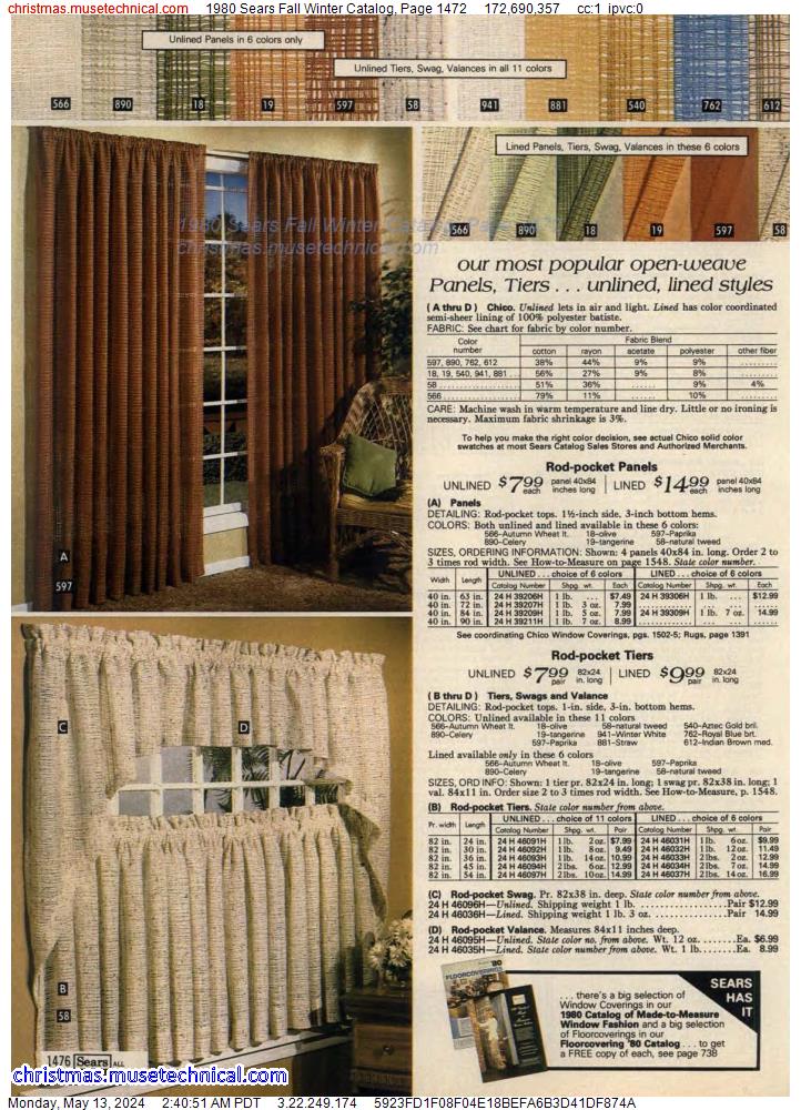 1980 Sears Fall Winter Catalog, Page 1472