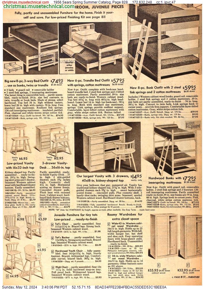 1956 Sears Spring Summer Catalog, Page 828