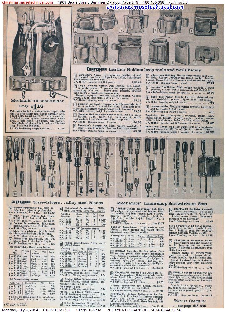 1963 Sears Spring Summer Catalog, Page 849
