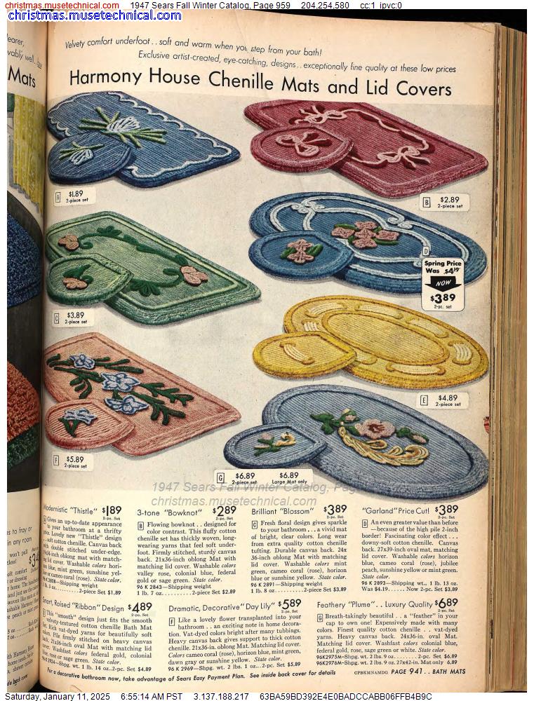 1947 Sears Fall Winter Catalog, Page 959