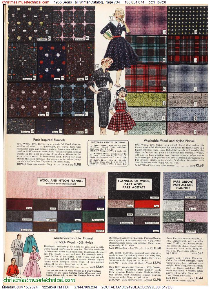 1955 Sears Fall Winter Catalog, Page 734