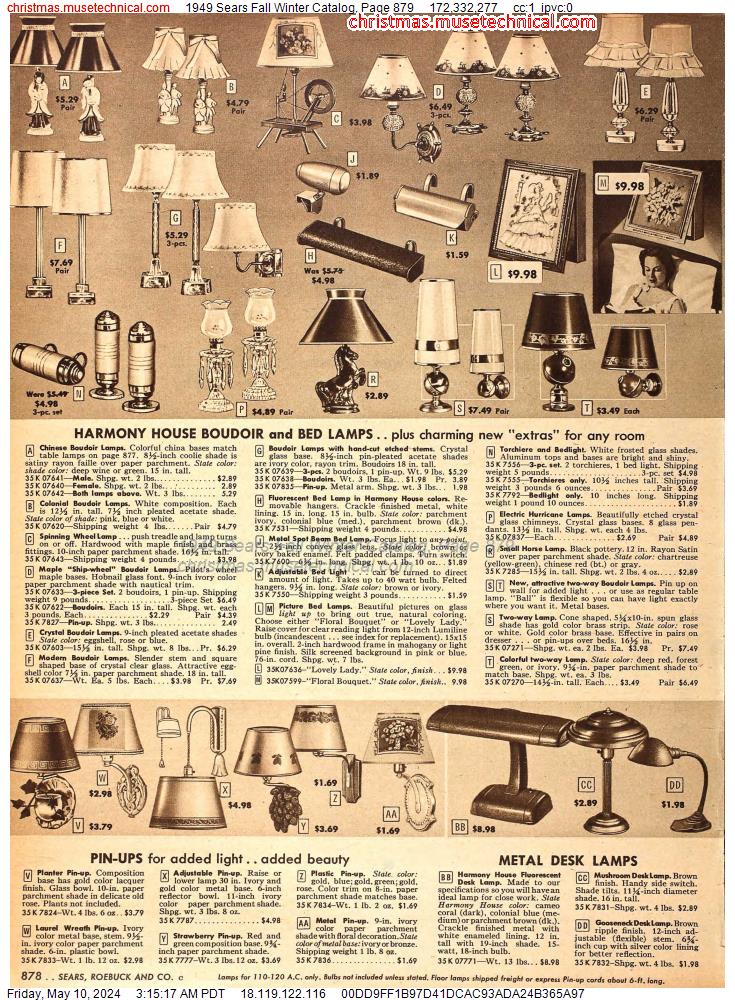 1949 Sears Fall Winter Catalog, Page 879