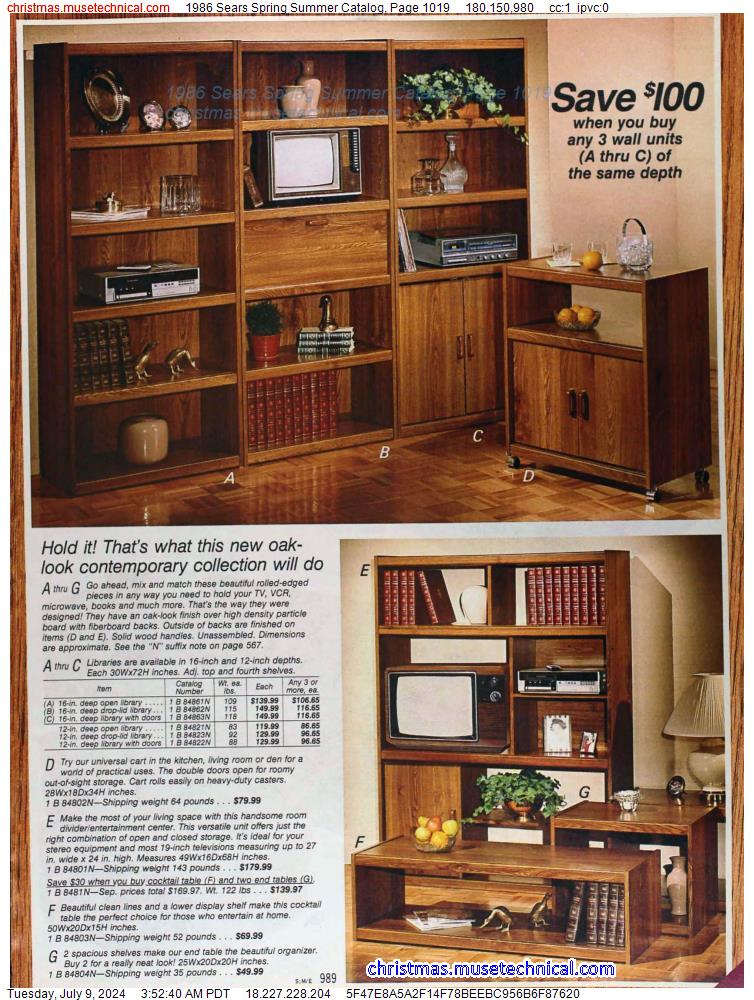 1986 Sears Spring Summer Catalog, Page 1019