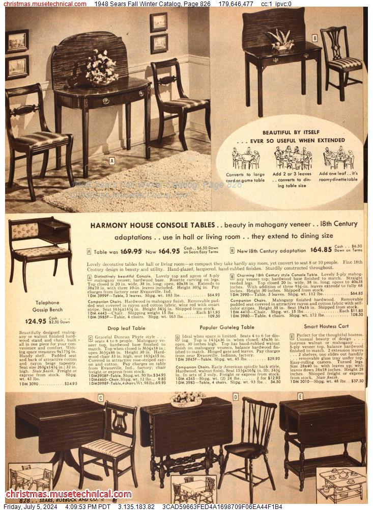1948 Sears Fall Winter Catalog, Page 826