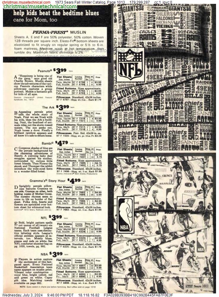 1973 Sears Fall Winter Catalog, Page 1013