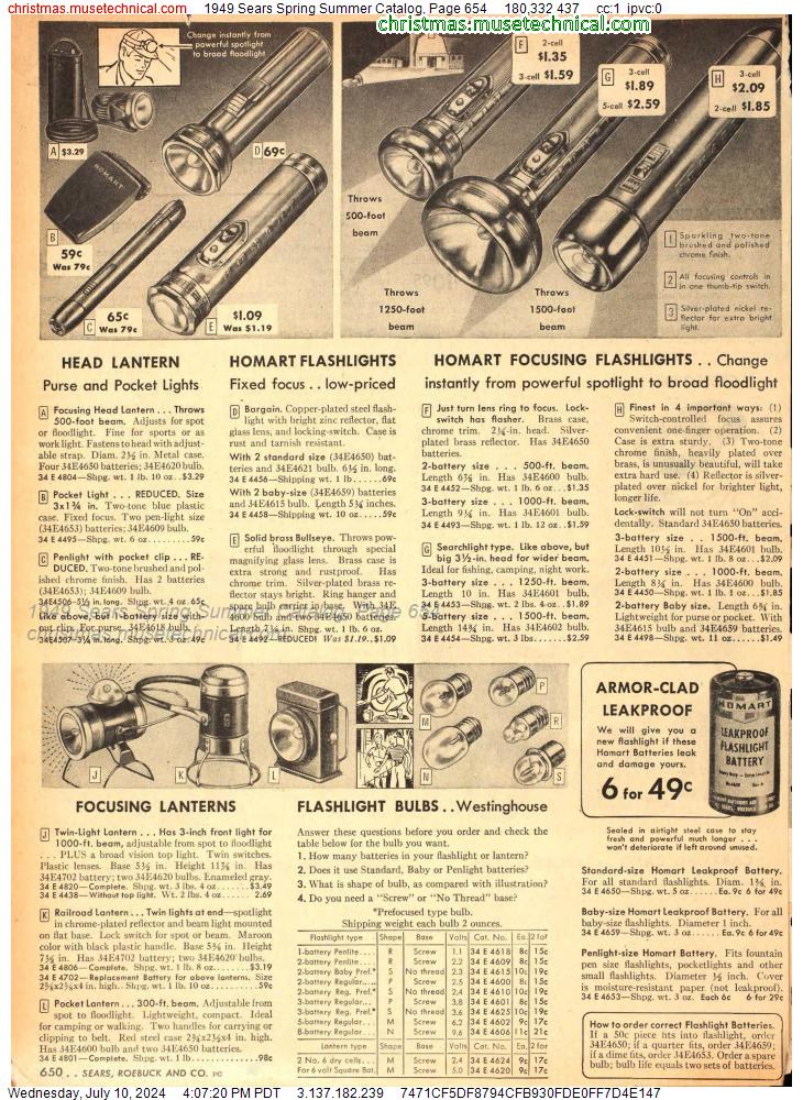 1949 Sears Spring Summer Catalog, Page 654