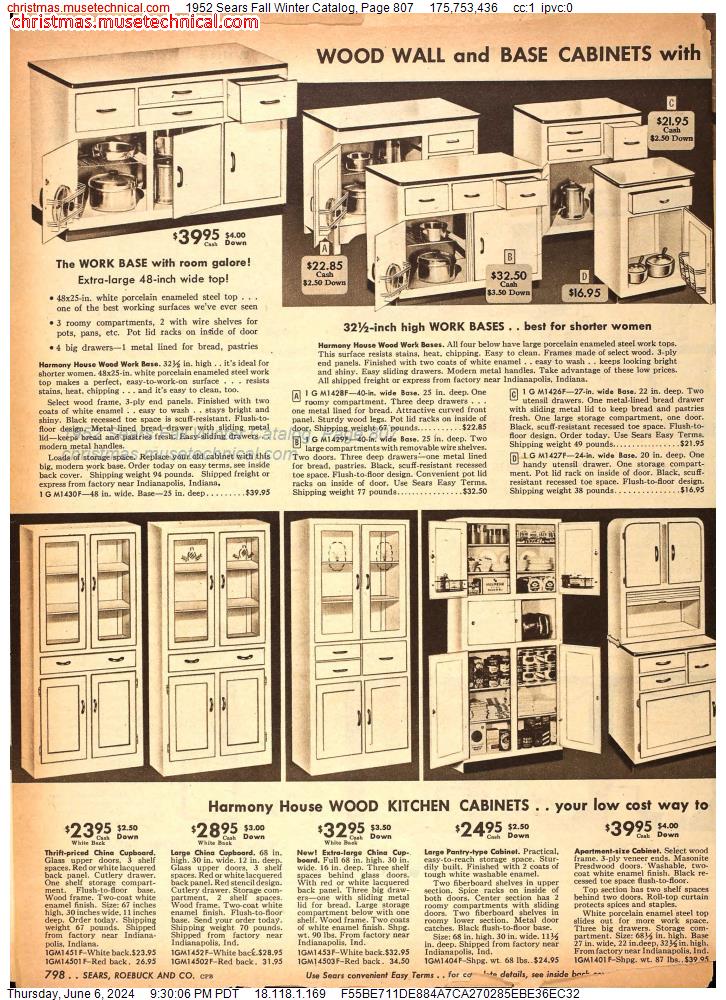 1952 Sears Fall Winter Catalog, Page 807