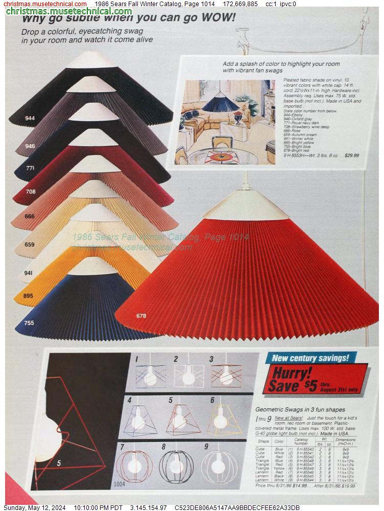1986 Sears Fall Winter Catalog, Page 1014