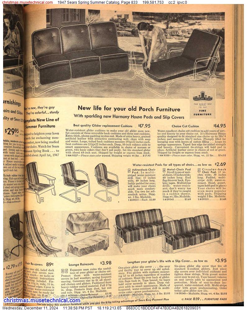 1947 Sears Spring Summer Catalog, Page 833