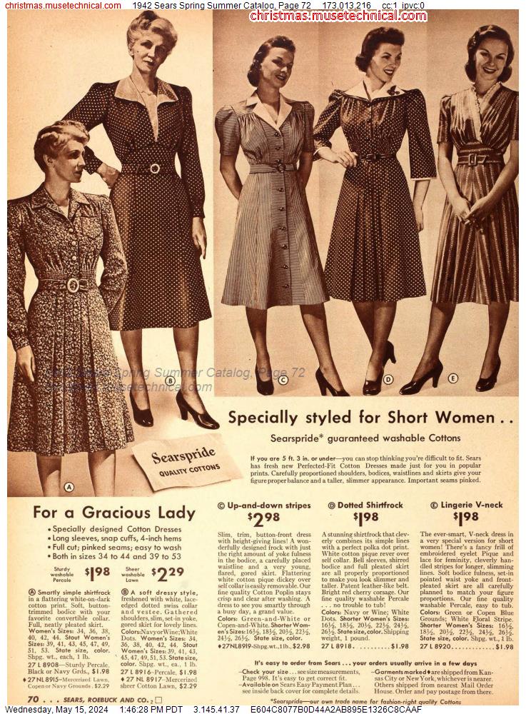 1942 Sears Spring Summer Catalog, Page 72