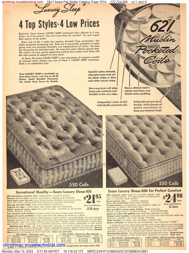 1941 Sears Fall Winter Catalog, Page 1014